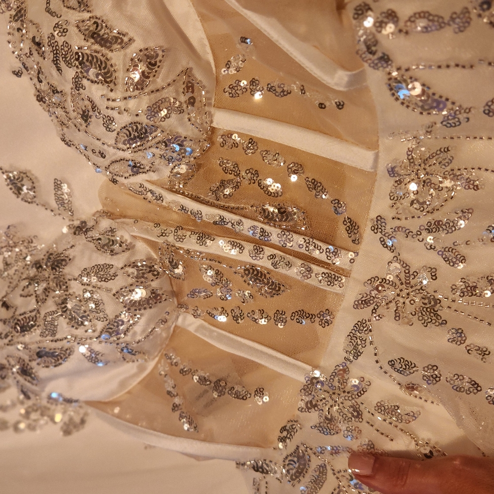 Elegant Ivory/Nude and Silver Sequin And Corset Wedding Gown! Custom!